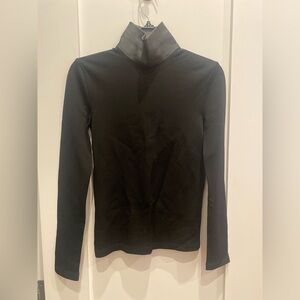 Helmet Lang leather trim turtleneck